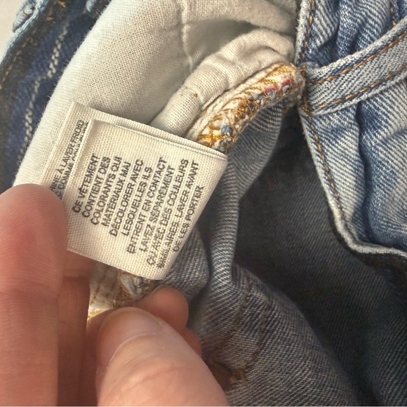 Free People Distressed Denim Shorts Patchwork Boho High Rise Size 27 Cotton - Picture 5 of 9